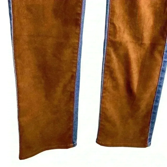 GOOD AMERICAN Icon Mixed Media Denim & Faux Suede Pants In Indigo081 Size 2/26 - Picture 4 of 9